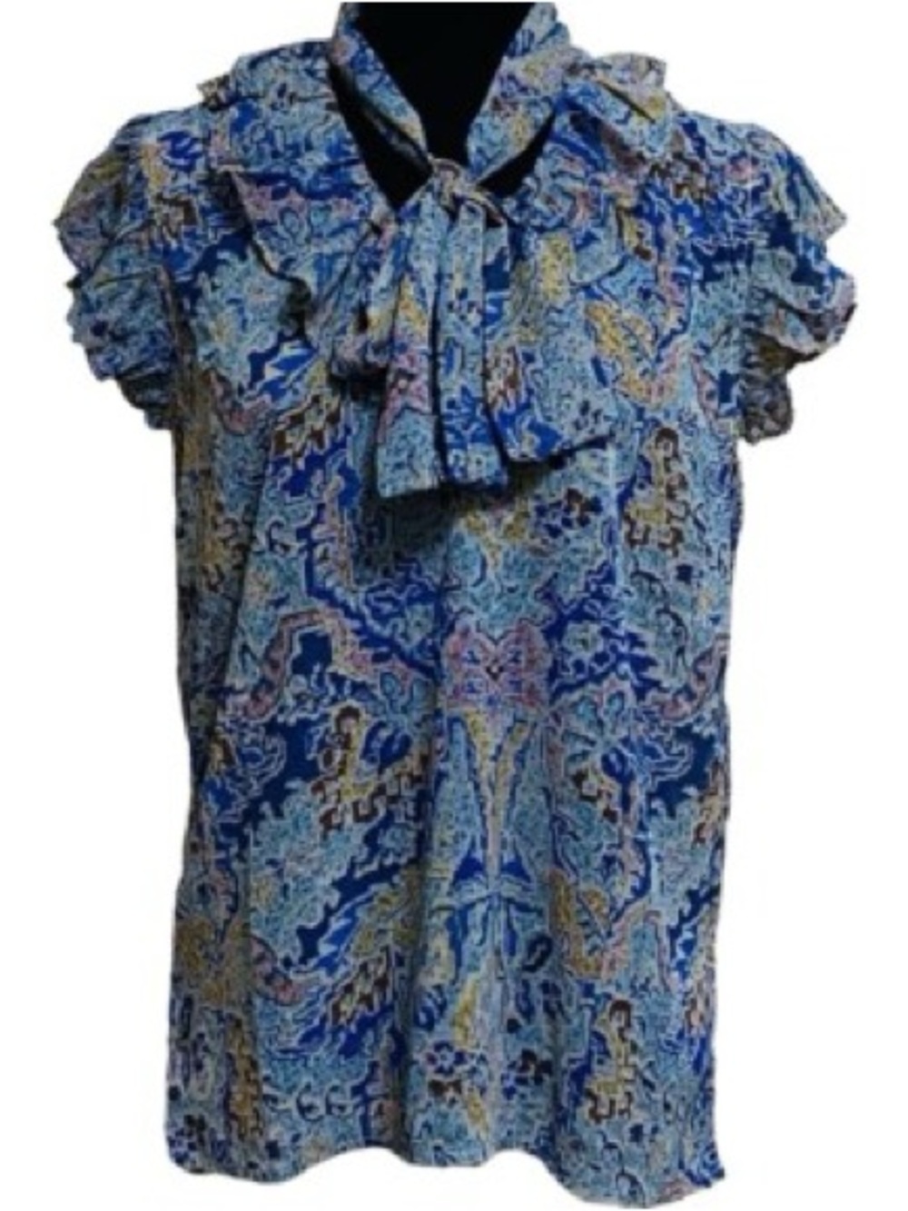 Elan Multicolor Paisley Short-Sleeve Blouse